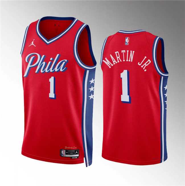 Mens Philadelphia 76ers #1 Kenyon Martin Jr Red Statement Edition Stitched Jersey Dzhi->philadelphia 76ers->NBA Jersey